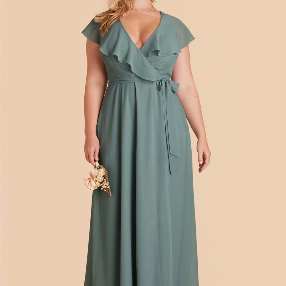 Birdy Grey Sage Green Ruffle Wrap Maxi Dress - Picture 3 of 11